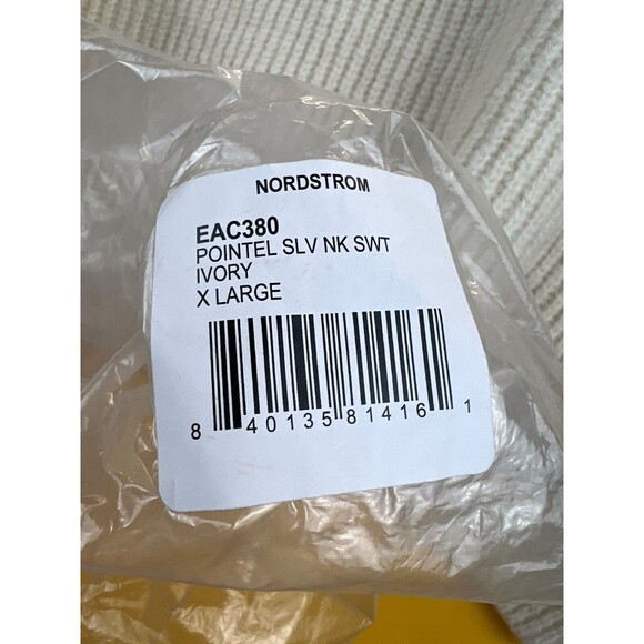 Elodie Sweater Pointelle Sleeve Ivory Womens XL Knit Pullover Crew Neck NWT - Picture 8 of 8